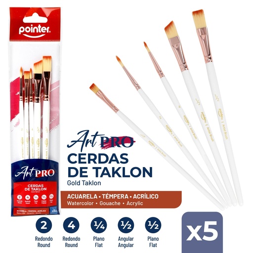 [BK0825] SET DE PINCELES ART PRO x5PZAS