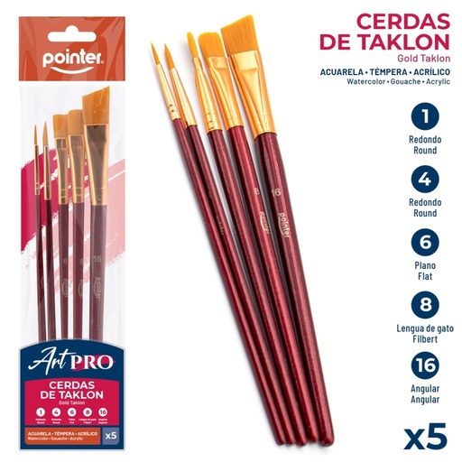 [AB-1010-16] SET DE PINCELES ART PRO x5PZAS