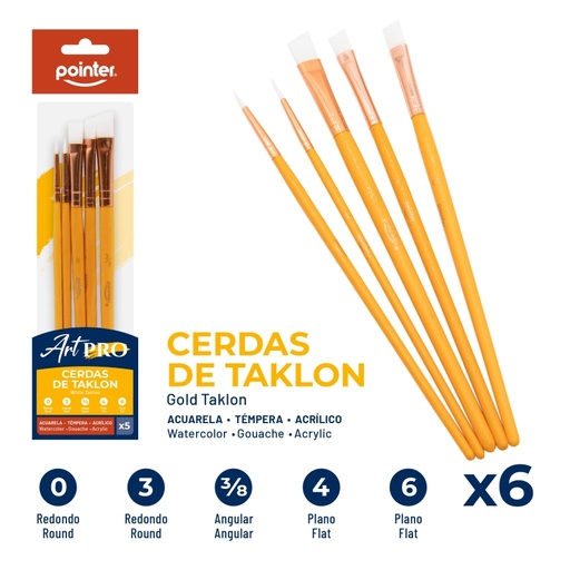 [711B-5PC] SET DE PINCELES ART PRO x6PZAS