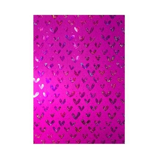 [140.47.10] CARTULINA ESCARCHADA MICRO-FANTASÍA FUCSIA CORAZONES 350GR 50x70CM