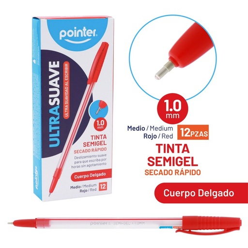 [BP-5010-R] BOLIGRAFO SEMIGEL ROJO ULTRA SUAVE 1.0MM UNIDAD