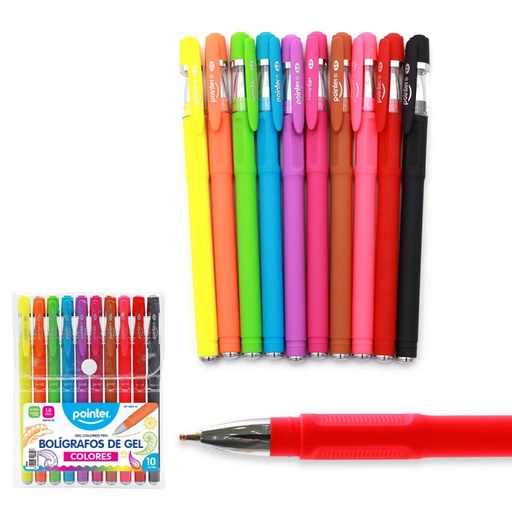 [BP-1805-10] BOLIGRAFOS DE GEL 1.0MM  x10 COLORES