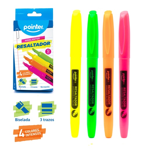 [HL-1002] RESALTADOR DELGADO FLUORESCENTE - COLORES SURTIDOS
