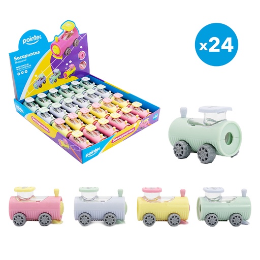[SH-2346] SACAPUNTAS PLASTICO CON DEPOSITO (TREN)