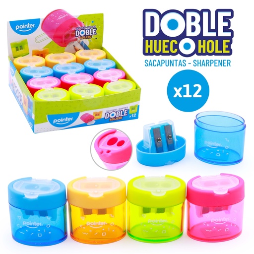 [SH-17503] SACAPUNTAS DOBLE CON DEPOSITO, 4 COLORES 