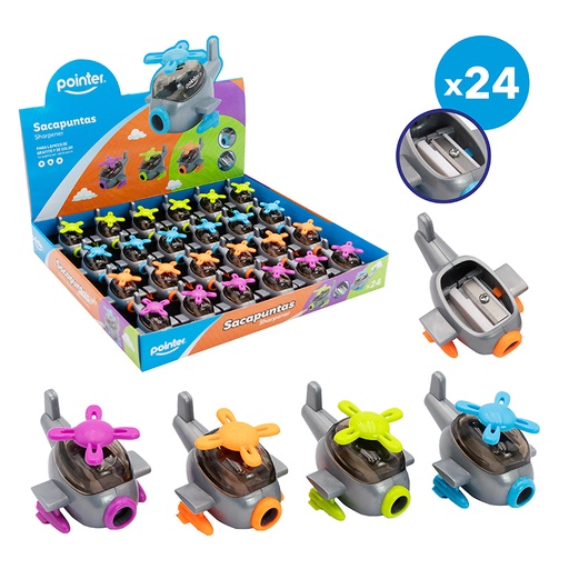 [SH-2349] SACAPUNTAS PLASTICO CON DEPOSITO (HELICOPTERO)