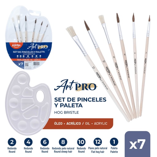 [AB412-6] SET DE PINCELES Y PALETA x7PZAS