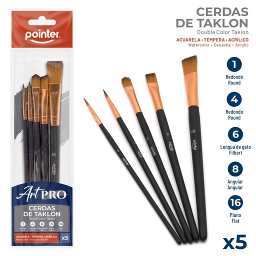[AB-1010-02] SET DE PINCELES ART PRO x5PZAS
