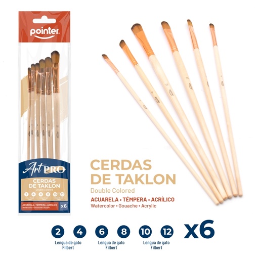 [AB184-6] SET DE PINCELES ART PRO x6PZAS