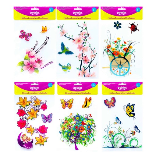[ANC-1758] STICKERS DECORATIVOS METALIZADOS (FLORES)