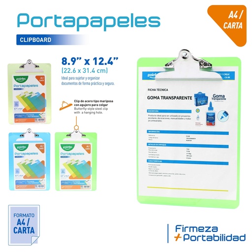 [ZY-85021-A4] TABLA LEGAJADORA ACRILICA - CARTA/A4 22,8x31,8Cm
