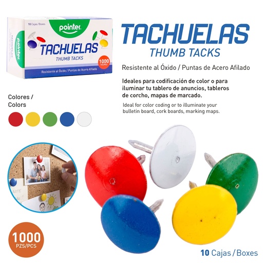 [TT-203-100C] TACHUELAS DE COLORES x100PZAS